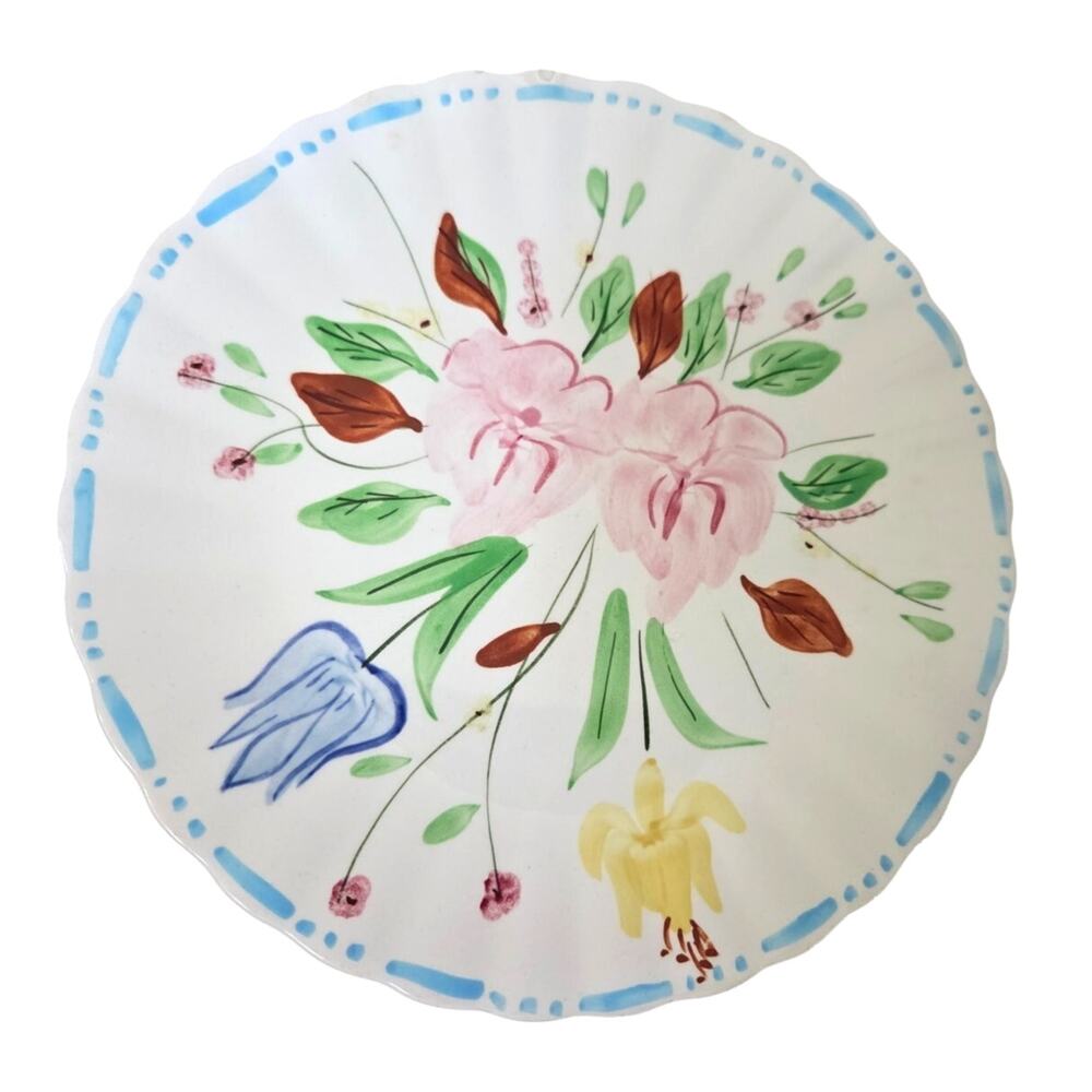 Vtg Blue Ridge Southern Pottery by Edgemont Colonial Yellow Blue PLATE